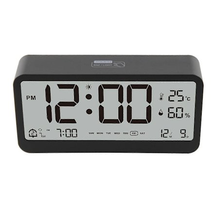 Multifunktionelt digitalt ur, lydløst bordur med automatisk natlys til sensitive sovende, display til sengebord (FMY)