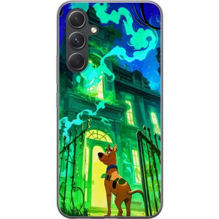 Kompatibelt Mobilskal till Samsung Samsung Galaxy S24 FE Scooby Doo affisch hemsökt hus tecknad serie mysterium hund retro spöke grön kuslig Hallow