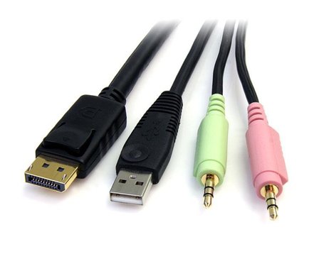 StarTech 4-in-1 USB DisplayPort KVM Switch Cable w/ Audio & Microphone - video- / USB / audio-kabel - 1.8 m