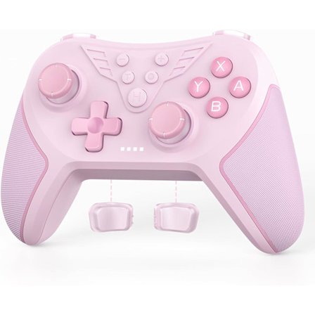 Ohjain Switchille, langaton ohjain yhteensopiva Switch Lite/Oledin kanssa, TURBO/Macro-ohjelmointi/säädettävä värinä/6-akselinen gyroskooppi - Pinkki
