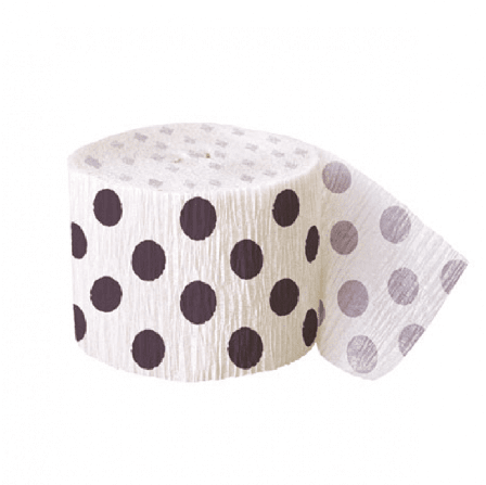 Crepebånd sorte prikker 914 cm