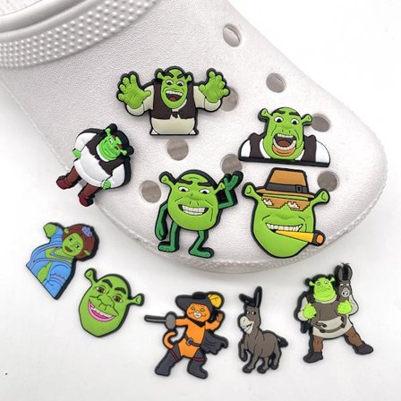 10 stk. Shrek-tema Crocs-sko charms søde sko sandaler dekor charms fødselsdagsgaver sko tilbehør sæt