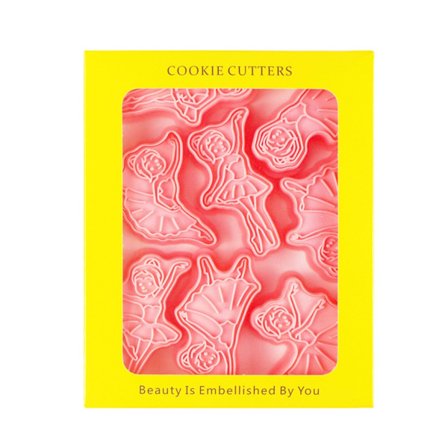 8 stk søte ballettjenter kakeutstikkere sett plastkakestempler DIY-bakeverktøy