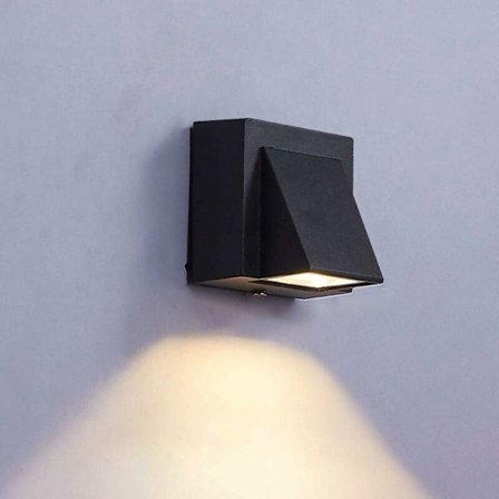 LED vattentät / utomhus vägglampa IP65 vattentät modern enkel svart enkel strålkastare (varmvit)