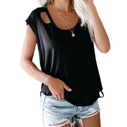 Kortärmad T-shirt För Kvinnor I Enfärgade Toppar