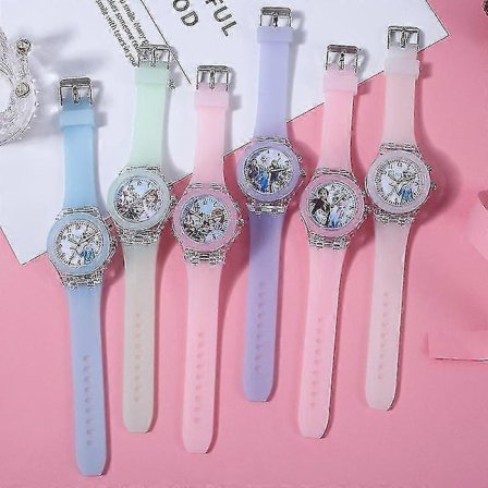 Børne Frozen Anna Elsa Silikone Tegneserie Ur Lysende Led Blinkende [DB]