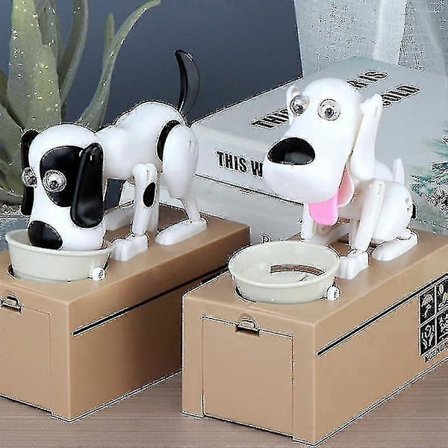 Lille Hund Puggy Bank Batteridrevet Robot Møntspisende Legetøj Sparegris Spar Penge Møntbank Til