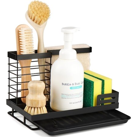 Kjøkkenvask Organiseringsholder, Såpebrett Oppvaskbørste Svampholder, Vask Oppbevaringsstativ for Benkeplate, Oppvaskholder