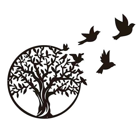 Metall Livets Tre Veggdekorasjon Silhuettkunst, Livets Tre Svart Veggdekorasjon for Gave Innendørs Utendørs Hagehusdekorasjon