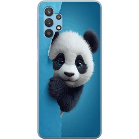 Kompatibelt Mobilskal till Samsung Samsung Galaxy A32 5G Söt panda som tittar fram genom papper i mjuk 3D-illustration