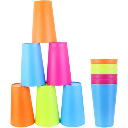 12 stk plastbeger 260ml tannbørstebeger 4 forskjellige farger