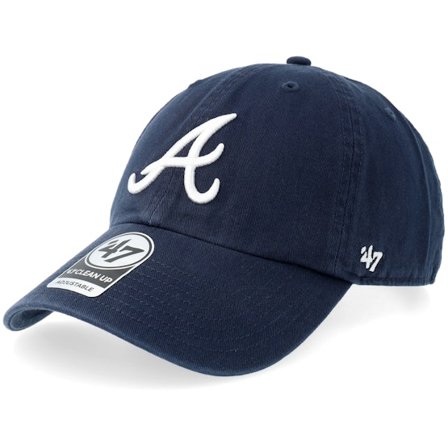 47 Brand - MLB Blau Unconstructed Cap - Atlanta Braves Clean Up Navy Dad Cap @ Hatstore