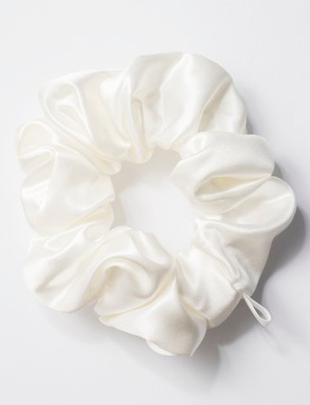 Cloud & Glow Silk Scrunchies 4 Cm White - White - ONE SIZE