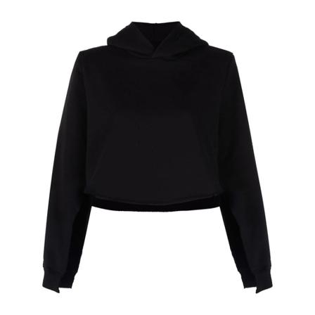 MM6 Maison Margiela, Slit Hoodie Czarny, Kobieta, Rozmiar: S