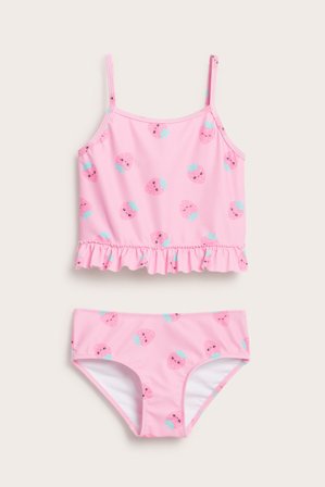 Kappahl | Bikini w truskawki Jasnoróżowy 110/116 | Jasnoróżowy