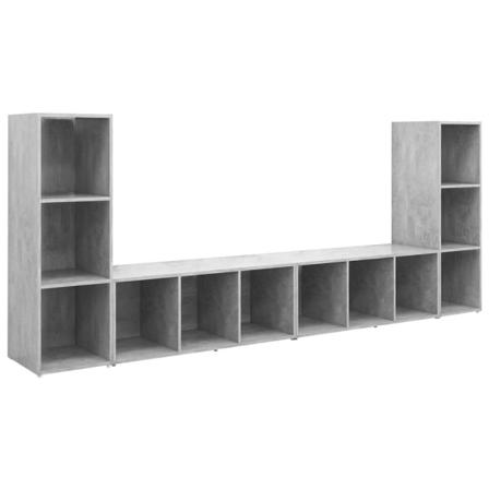 Vidaxl Tv-skåp 4 Delar Betonggrå 107x35x37 Cm Konstruerat Trä Grå