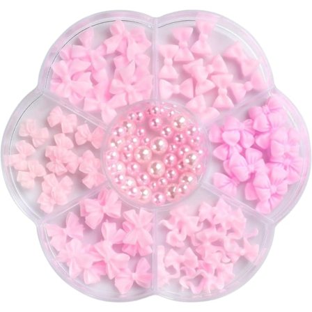 3D Sløyfe-Naggler med Rhinestones Krystallharpiks Nagleartsjarm Rosa Sløyfe Nagleartsdekorasjoner Søt Bånd Nagler