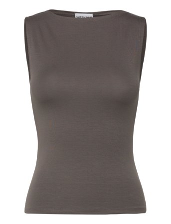 Weekday Annie Soft Sleeveless Boat-Neck Top - Grey - XS