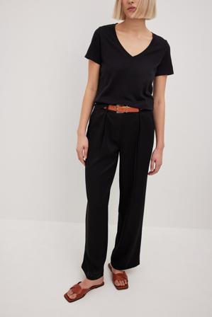 NA-KD Party Pantalon de tailleur droit à taille mi-haute - Pantalon cigarette - Noir - EU 40