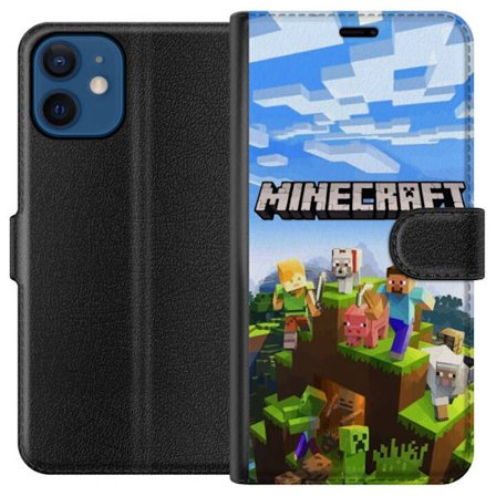 Kompatibelt Plånboksfodral till Apple Apple iPhone 12 mini Minecraft Creeper block pixel retro spelande
