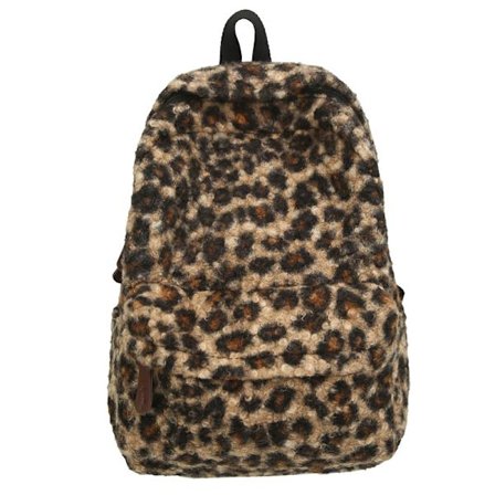 New Leopard Print Backpack American Retro Plush Women's Bag 2025 Backpack Student Bag Large Capacity Commuter School Bag Travel School
