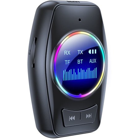 AUX Bluetooth 5.4 Audio Adapter Modtager Sender 4 i 1 med Display Skærm Understøtter TF Kort til Bil TV PC Højttaler 3.5mm