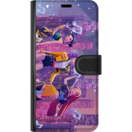 Kompatibel Tegnebogsetui til Motorola Motorola Moto E15 Futuristisk K-Pop Demon Hunters pigegruppe illustration med neonbyens popkultur æstetik og kr