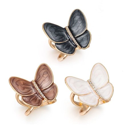 Butterfly Tørklæde Spænde Rhinestone Tørklæde Ring Clip EKSTRA STOR