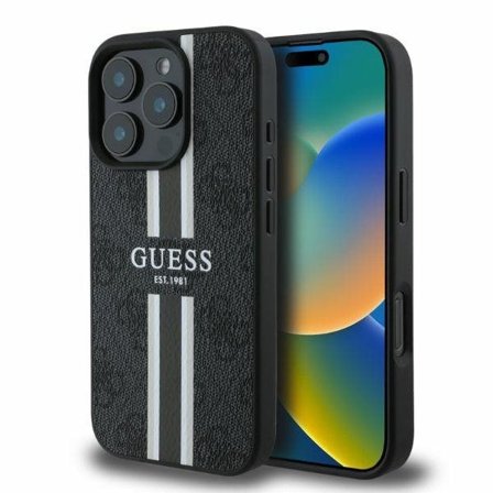 Guess 4G Printed Stripes MagSafe-etui til iPhone 16 Pro - sort