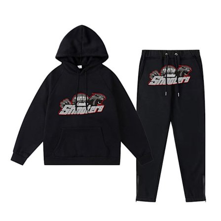 Trapst Tiikerinpää Painettu Hupullinen Fleecetakki Muoti Liukuvärjätty Kirjain Rento Urheiluasu Painatus 04- Musta S-XF27- S