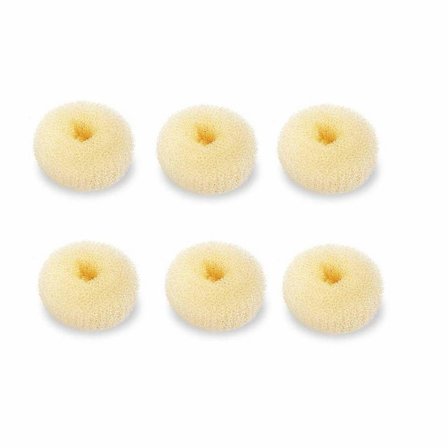 Extra Small Kids Bun Maker, 6-Pack Mini Donut Styler (Small 2", Off-White)