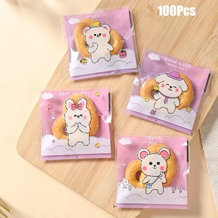 100 stk Cookies Emballagepose Selvklæbende poser 4 4