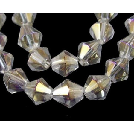 200 stk. Krystalhvid med AB-glans 4 mm. glas bicone.