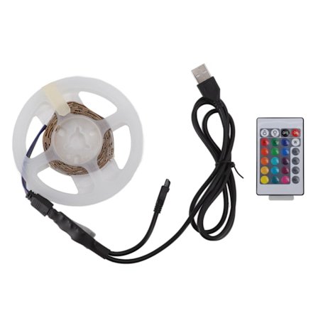 RGB LED-remsor 5V USB RGB LED-remsa med Bluetooth-appkontroll 24 knappar IR-fjärrkontroll för fest bar bröllop 2m / 6,6ft