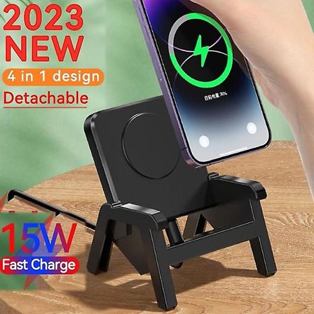 Stol Design Mobiltelefonholder Stativ 15w Trådløs Telefonoplader Med Forstærker