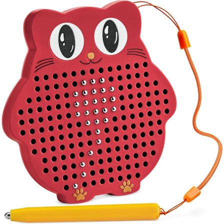 Magnetisk tegnebrett for barn og småbarn med perler og magnetpenn - Reiseleketøy for fly- og bilturer, rød