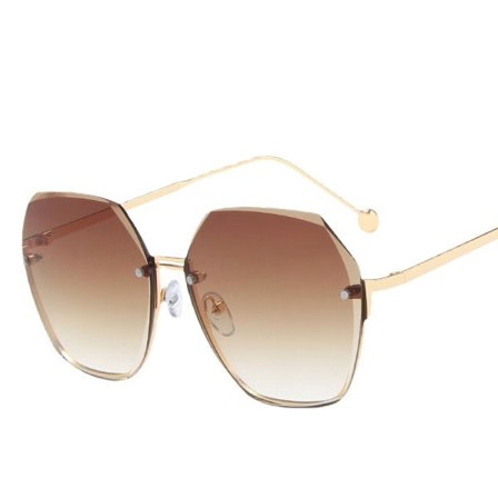 IC Metall Solbriller uten innfatning, dekorative briller, brune