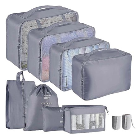 Pakkekuber til kuffert, 9 stk. letvægts kuffert organiseringsposer sæt bagage pakkearrangører