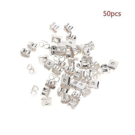 Metall for sommerfugl ørepropper Pads Stud Øredobber Bakstykker Erstatninger Hypoallergenisk----Sølv--Produktkode 70248