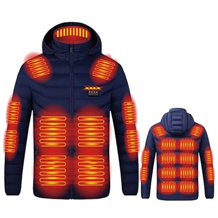 Opvarmet jakke til kvinder mænd 21 zoner termisk hættetrøje vinter blød dun vindtæt USB-opladning kropsvarmer unisex blå 2XL