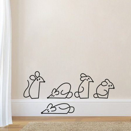 5 vänliga möss vinyl vägg klistermärken