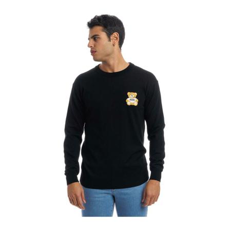 Moschino Round-neck Stickat svart, Herr, Herr, Storlek: L