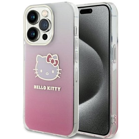 Hello Kitty IML Gradient Electrop Kitty Head Case for iPhone 15 Pro Max - Pink