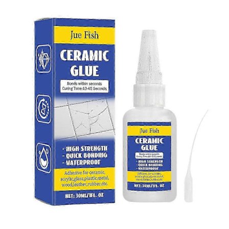 Hurtigvirkende, sterkt keramisk lim for reparasjon av porselen og keramikk, 30 ml volum