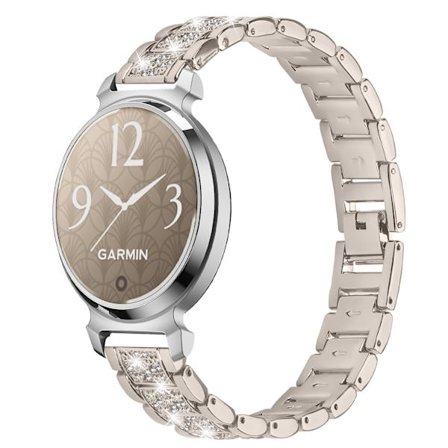 Elegant Guld Rustfrit Stål Diamant Urrem Kompatibel med Garmin Lily 2