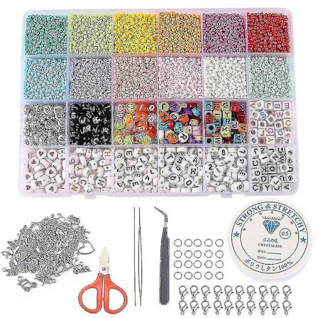 Pärlor Smyckestillverkningssats 5000 st 4 mm Glasalfabetiska Pärlor DIY Armband Smycken Hantverk