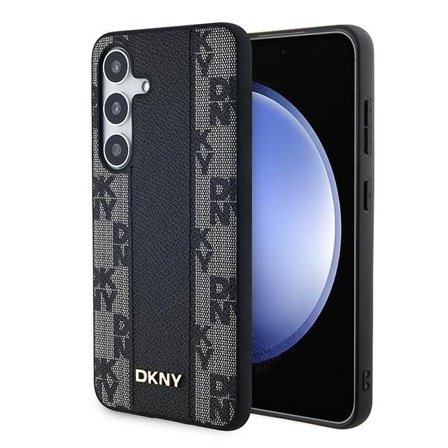 DKNY Nahkainen ruudullinen monokuvioinen MagSafe-kotelo Galaxy S24+ - musta Samsung Galaxy S24+:lle