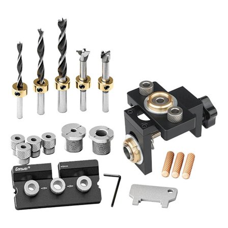 Tappmätare Set Justerbart Djup Träbearbetning Borrguide Set Träbearbetning Borrhålslagare Solid Aluminiumlegering