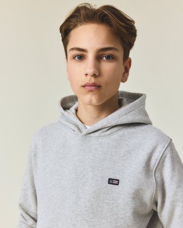 Lexington Teen organic cotton logo hoodie, light grey melange