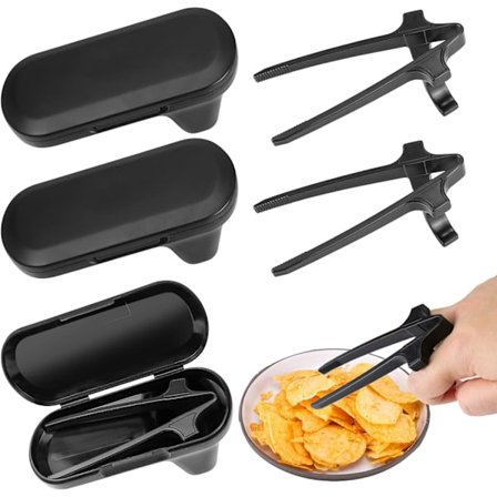 Gamer Finger Chopsticks (med æske), snack chopsticks, hånd snack chopsticks, snack grabber (sort, 3-pak)